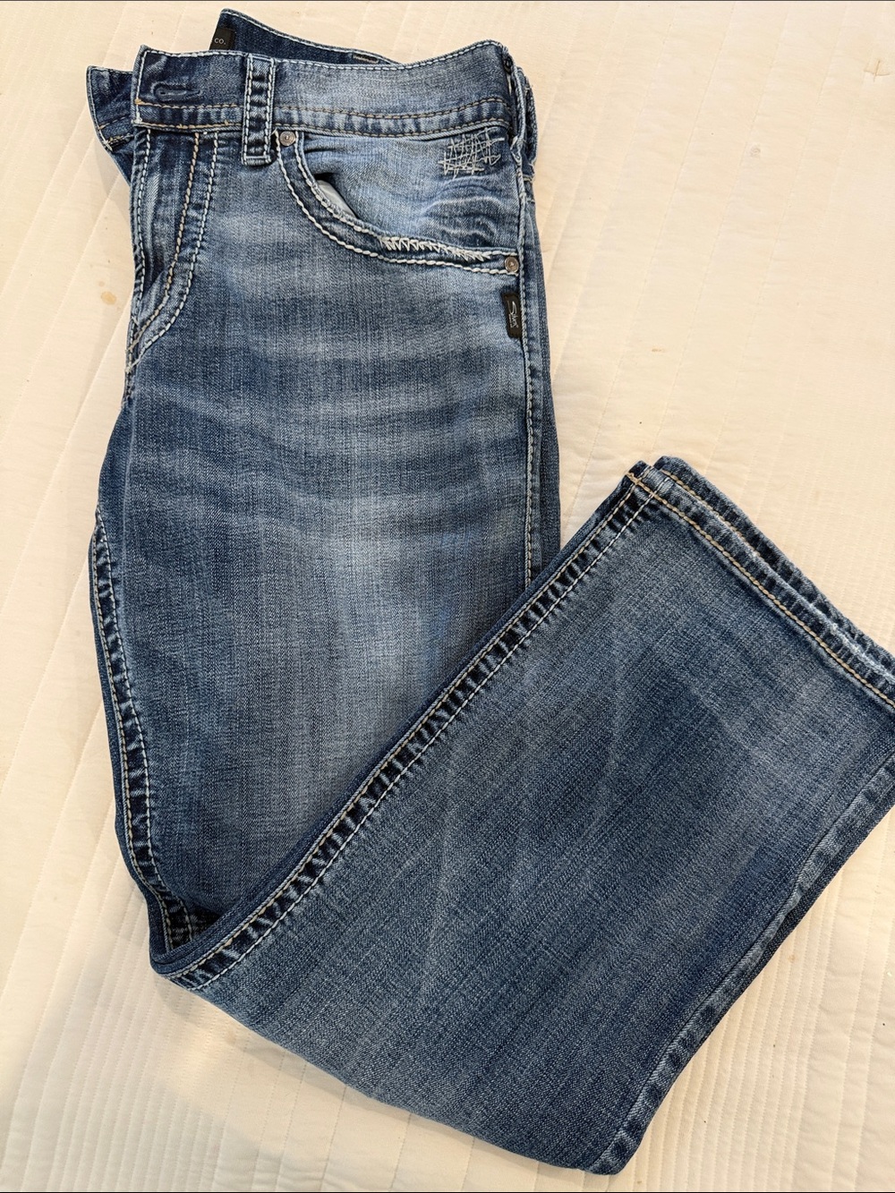 Silver Jeans Men's Washed Blue Relaxed Straight Jeans